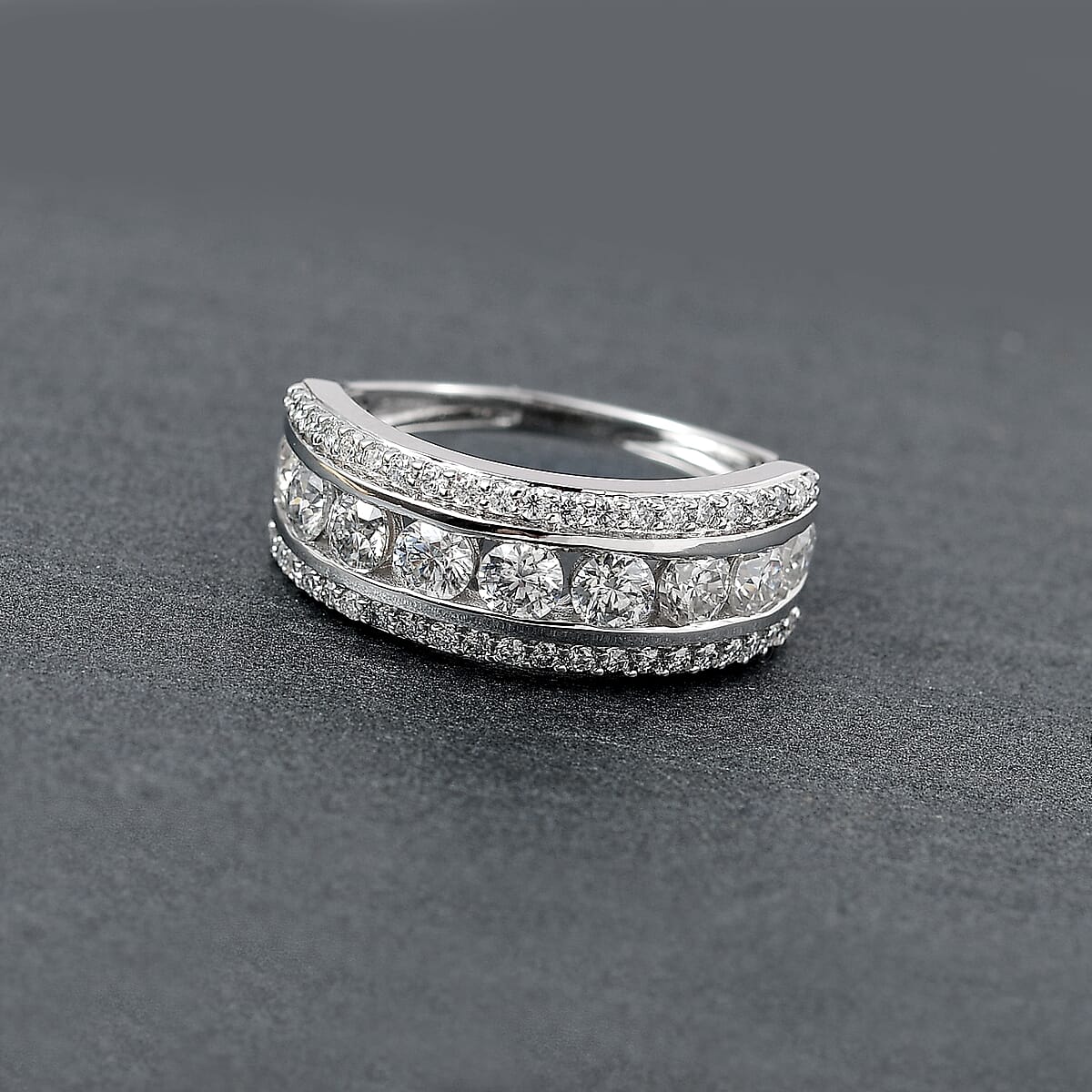 Luxoro 10K White Gold Moissanite Band Ring (Size 10.0) 1.25 ctw image number 1