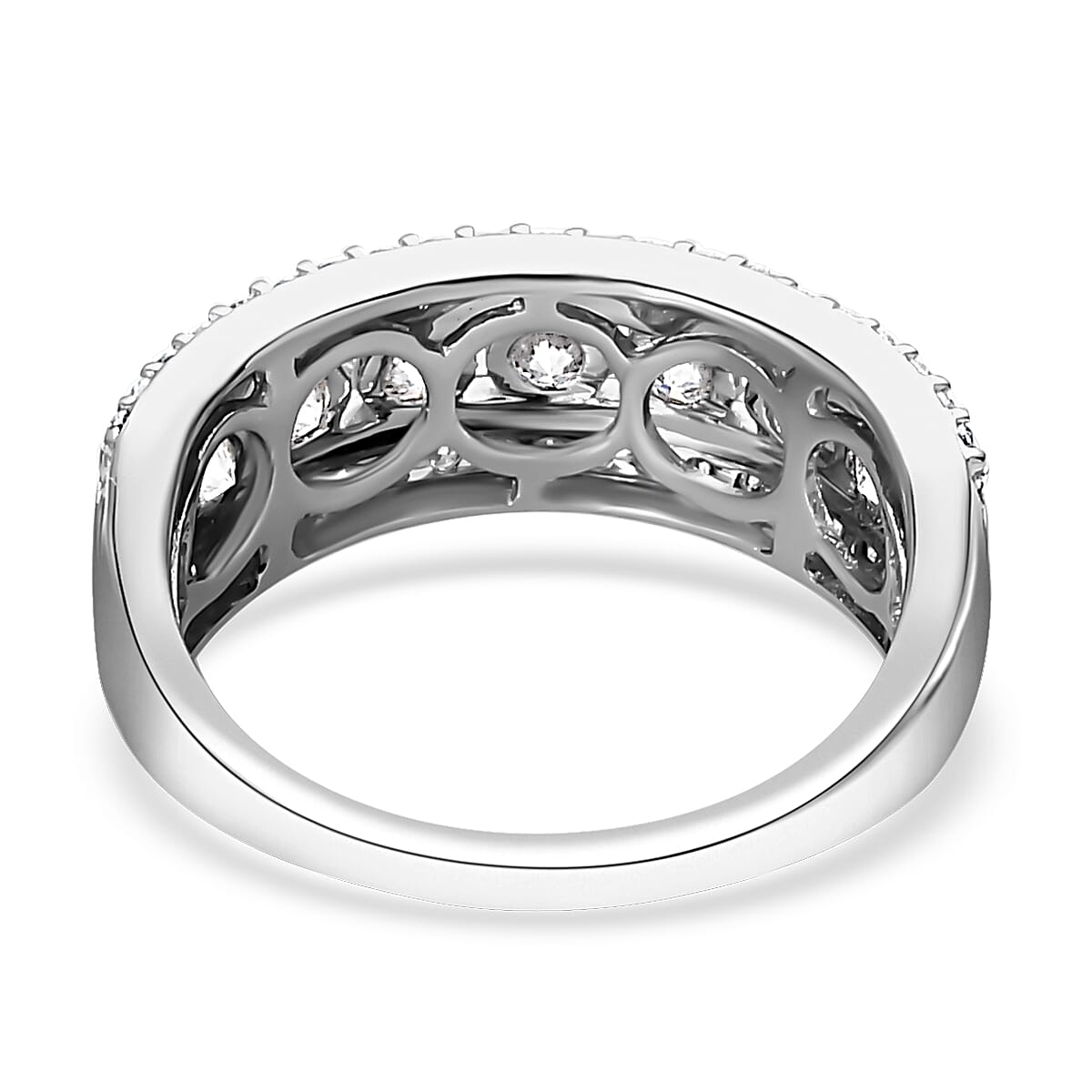 Luxoro 10K White Gold Moissanite Band Ring (Size 10.0) 1.25 ctw image number 4