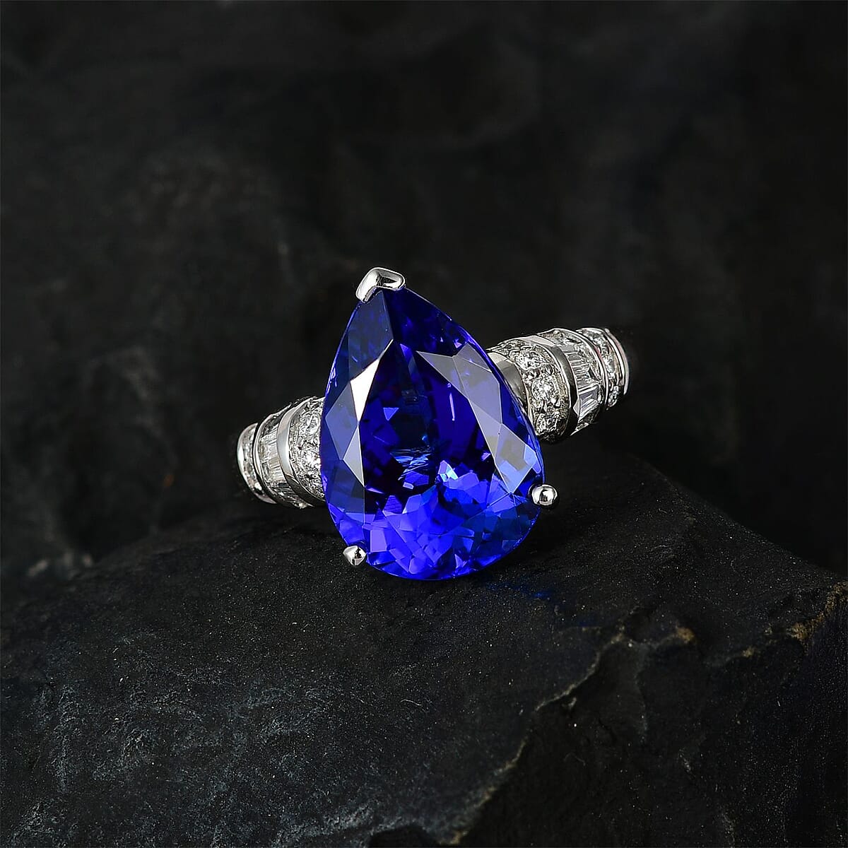 Rhapsody 950 Platinum AAAA Tanzanite and E-F VS2 Diamond 6.10 ctw Ring (Size 5.0) 7.35 Grams image number 1