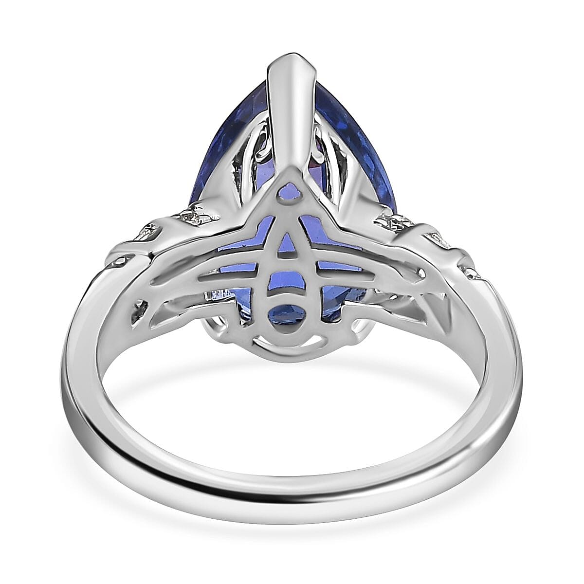 Rhapsody 950 Platinum AAAA Tanzanite and E-F VS2 Diamond 6.10 ctw Ring (Size 5.0) 7.35 Grams image number 4