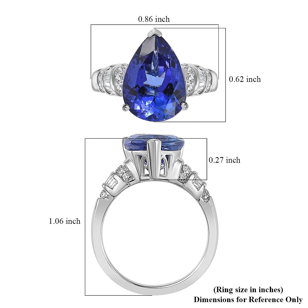 Rhapsody 950 Platinum AAAA Tanzanite and E-F VS2 Diamond 6.10 ctw Ring (Size 5.0) 7.35 Grams image number 5