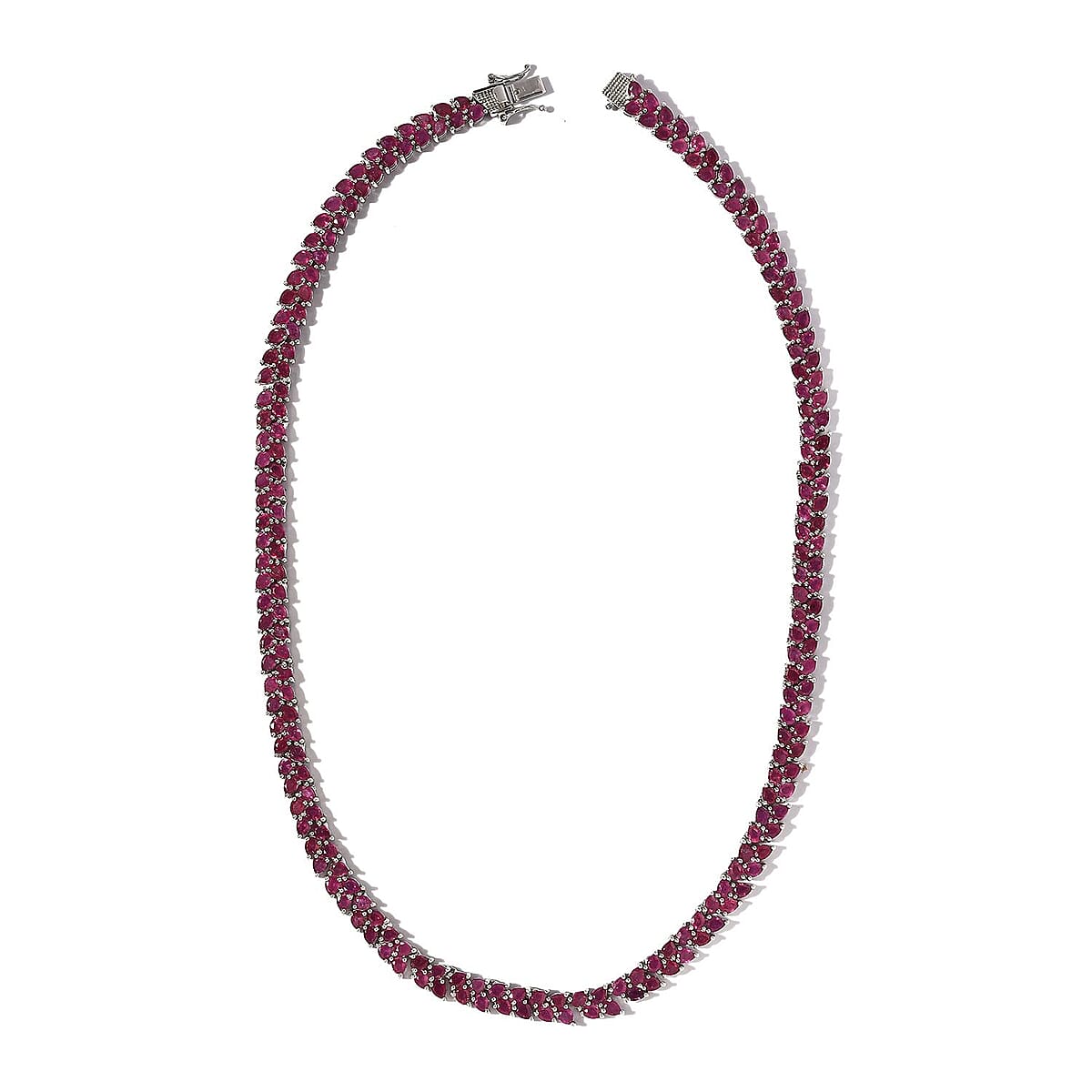 Niassa Ruby (FF) Tennis Necklace 18 Inches in Platinum Over Sterling Silver 50.00 ctw image number 3