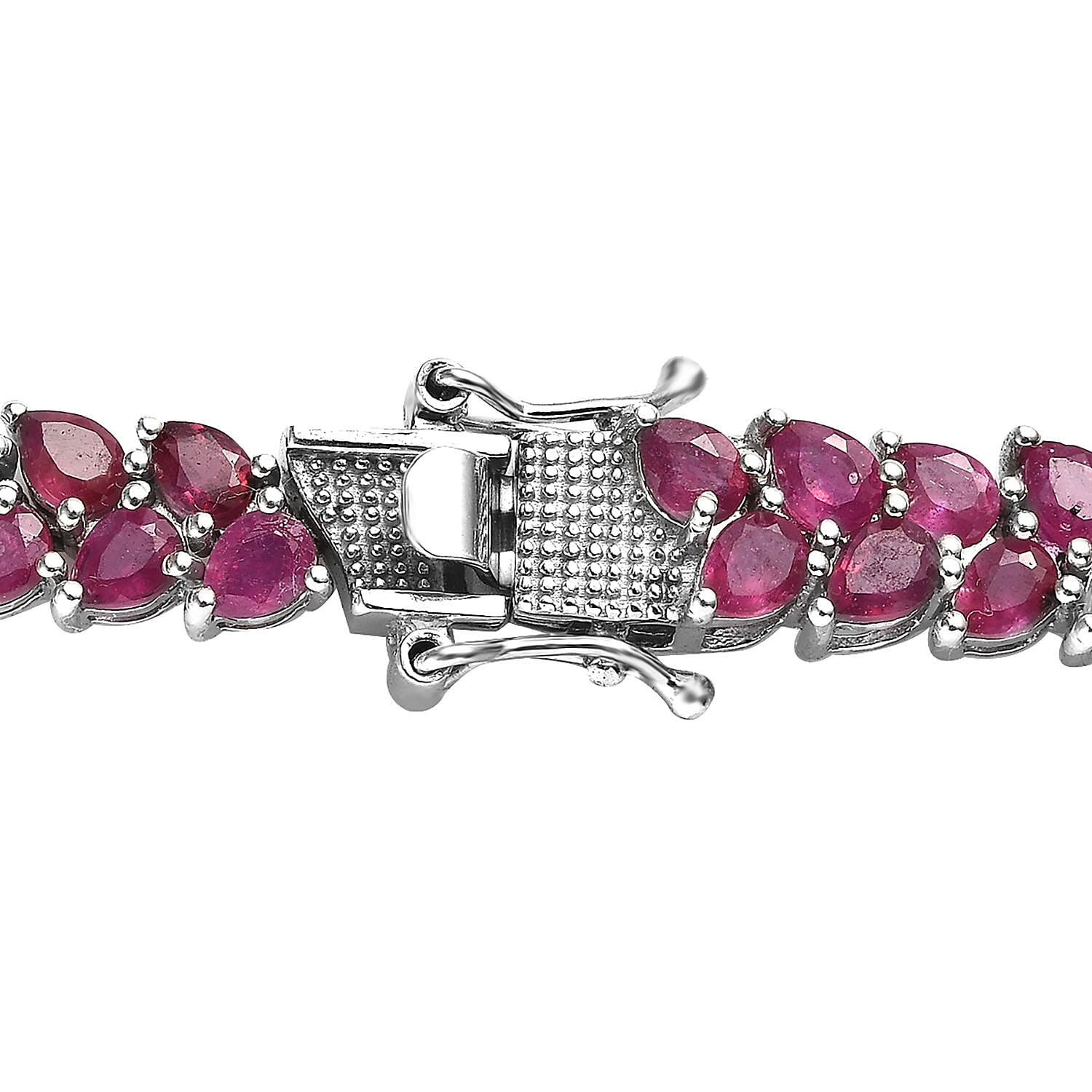 Niassa Ruby (FF) Tennis Necklace 18 Inches in Platinum Over Sterling Silver 50.00 ctw