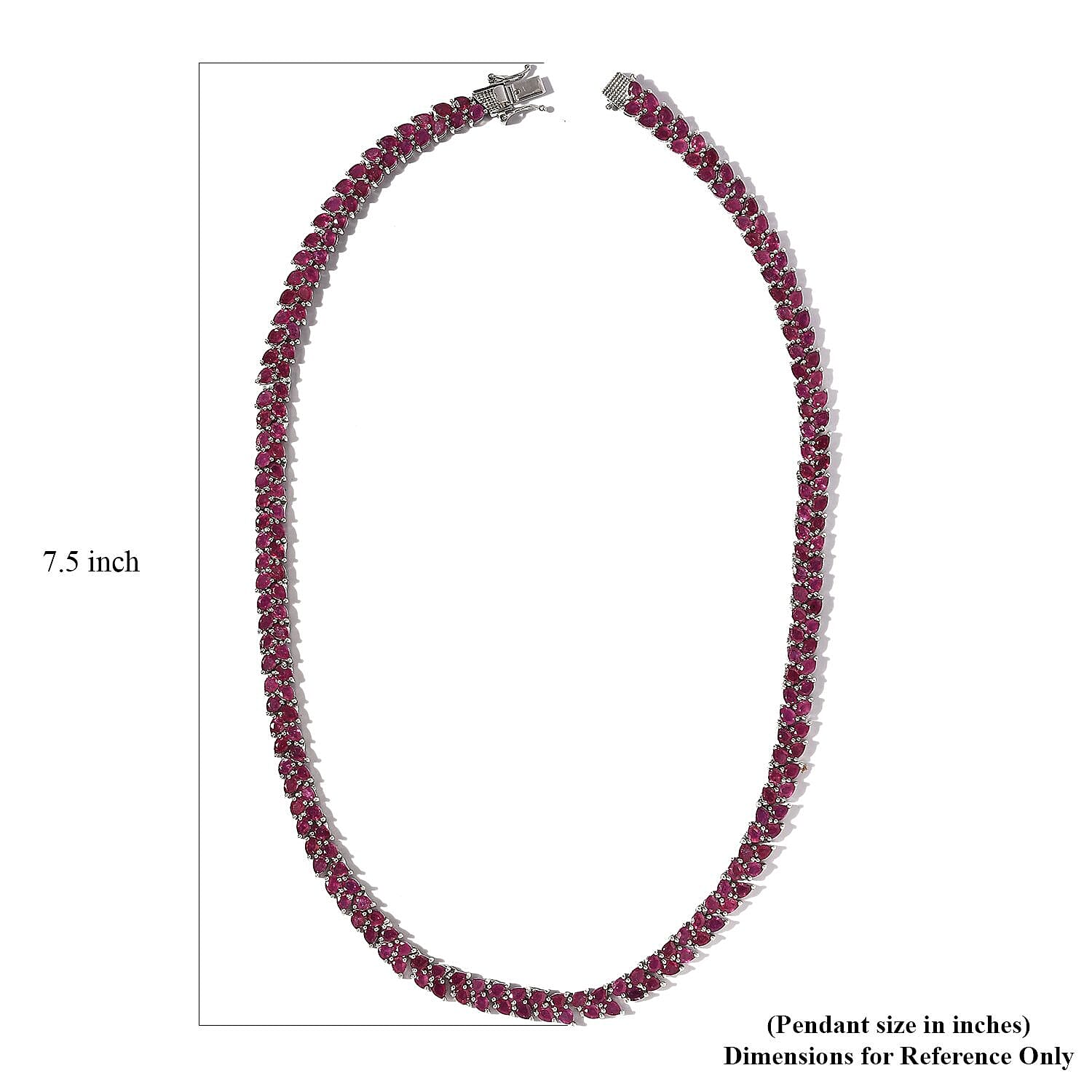 Niassa Ruby (FF) Tennis Necklace 18 Inches in Platinum Over Sterling Silver 50.00 ctw