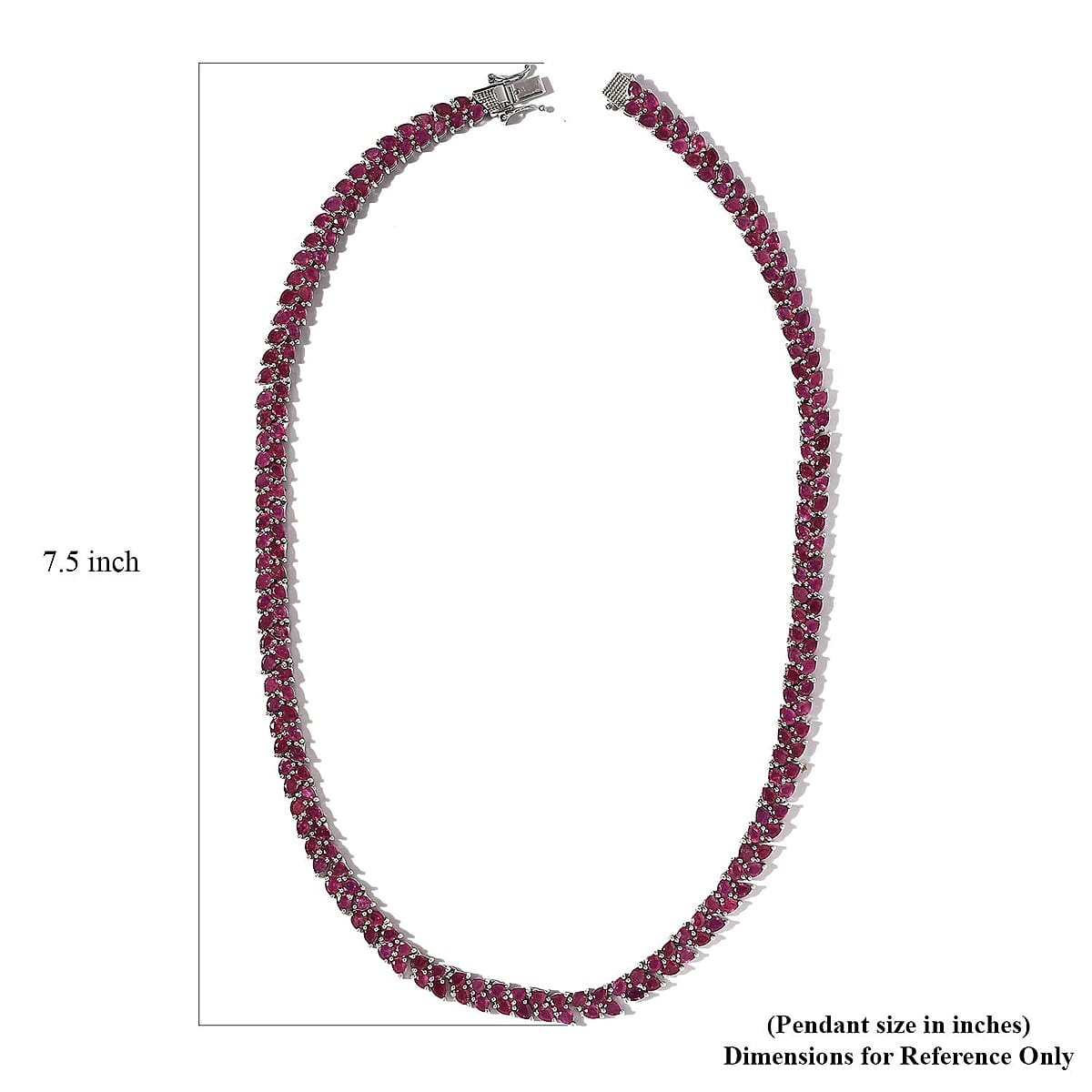 Niassa Ruby (FF) Tennis Necklace 18 Inches in Platinum Over Sterling Silver 50.00 ctw image number 5