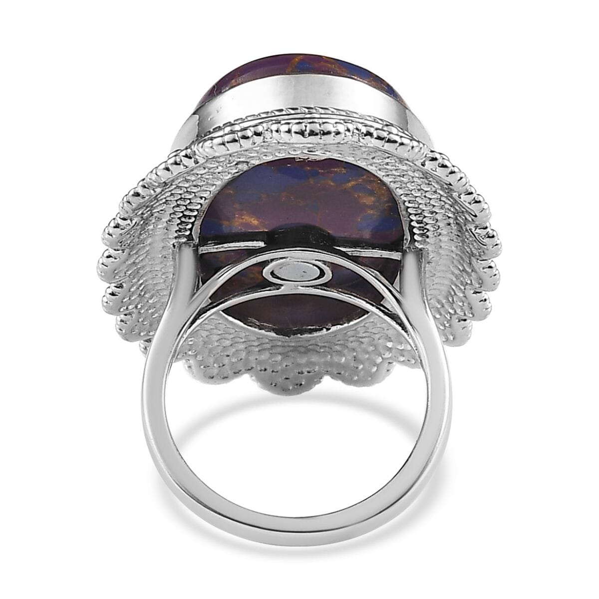 Mojave Purple Turquoise Solitaire Ring in Platinum Over Copper with Magnet (Size 10.0) 17.75 ctw image number 4