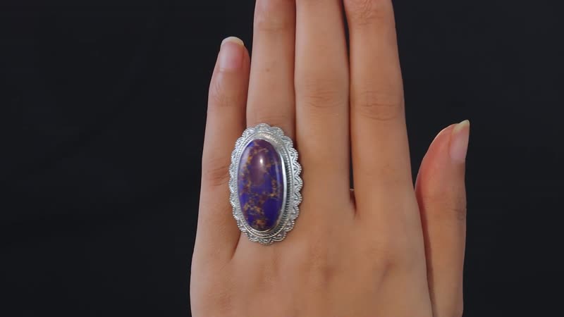 Mojave Purple Turquoise Solitaire Ring in Platinum Over Copper with Magnet (Size 10.0) 17.75 ctw