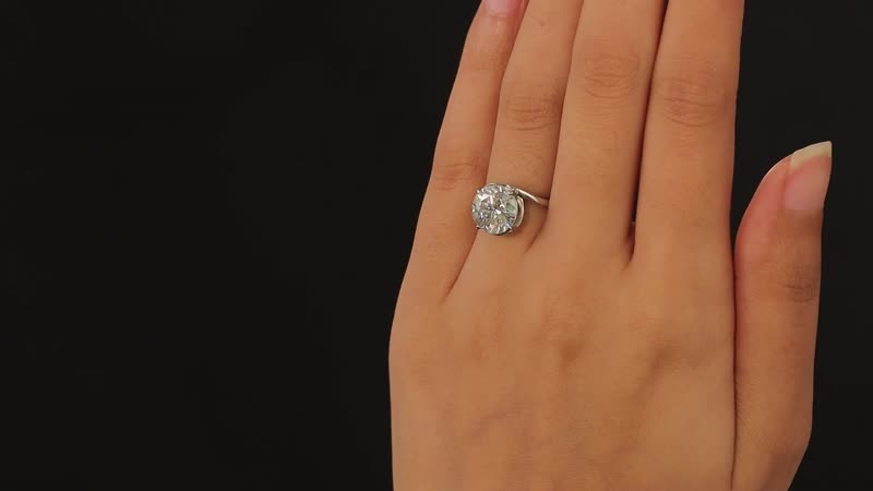 Moissanite Solitaire Ring in Platinum Over Sterling Silver 3.35 ctw