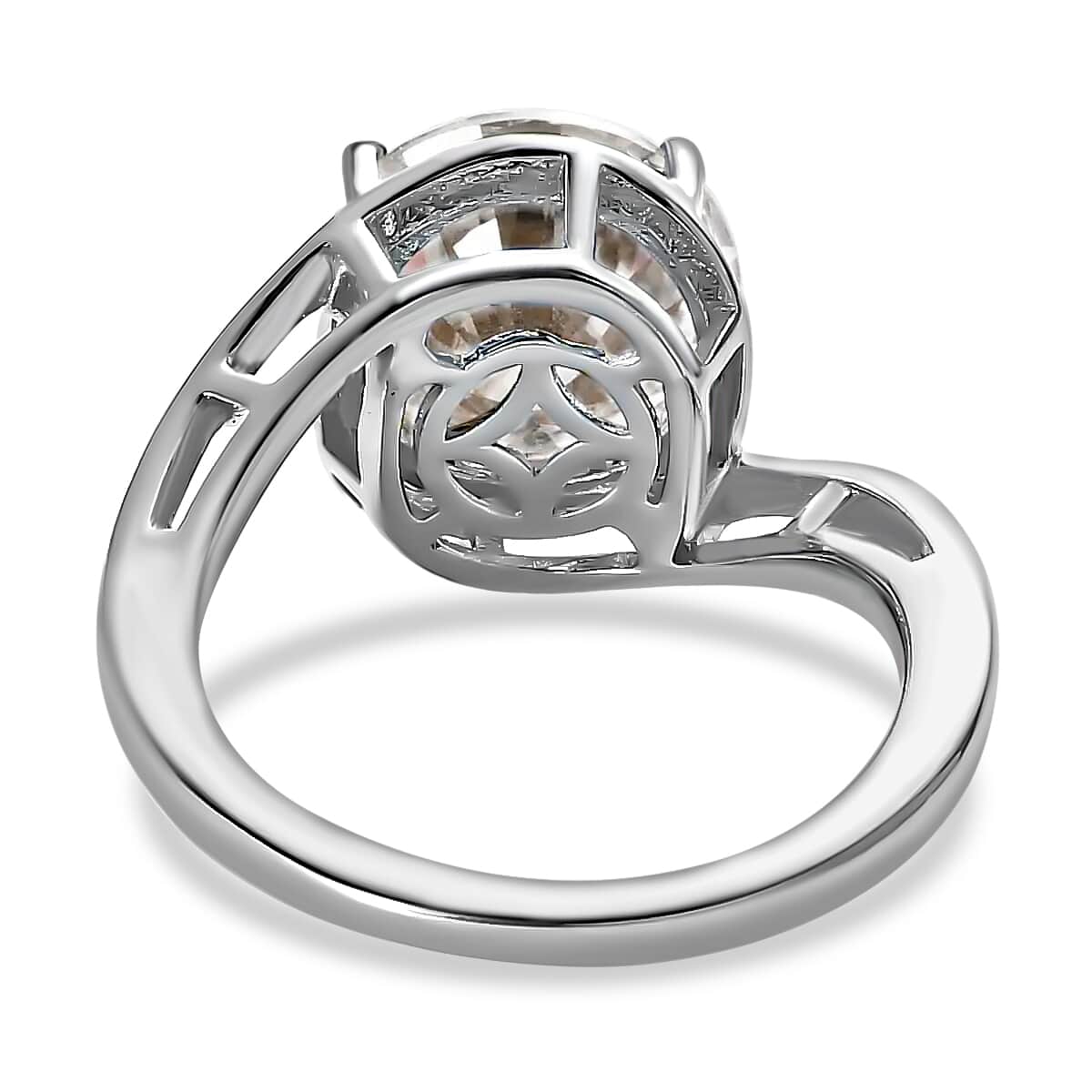 Moissanite Solitaire Ring, Moissanite Bypass Ring, Platinum Over Sterling Silver Ring, Moissanite Ring, Silver Solitaire Ring 3.35 ctw (Size 10.0) image number 5