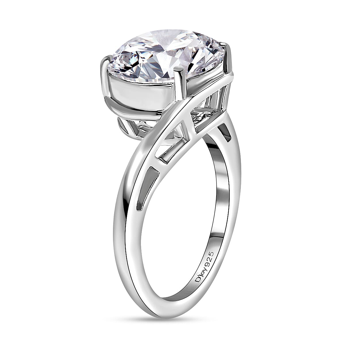 Moissanite 3.35 ctw Solitaire Ring, Moissanite Bypass Ring, Vermeil Yellow Gold Over Sterling Silver Ring, Moissanite Ring, Silver Solitaire Ring (Size 8.0) image number 4