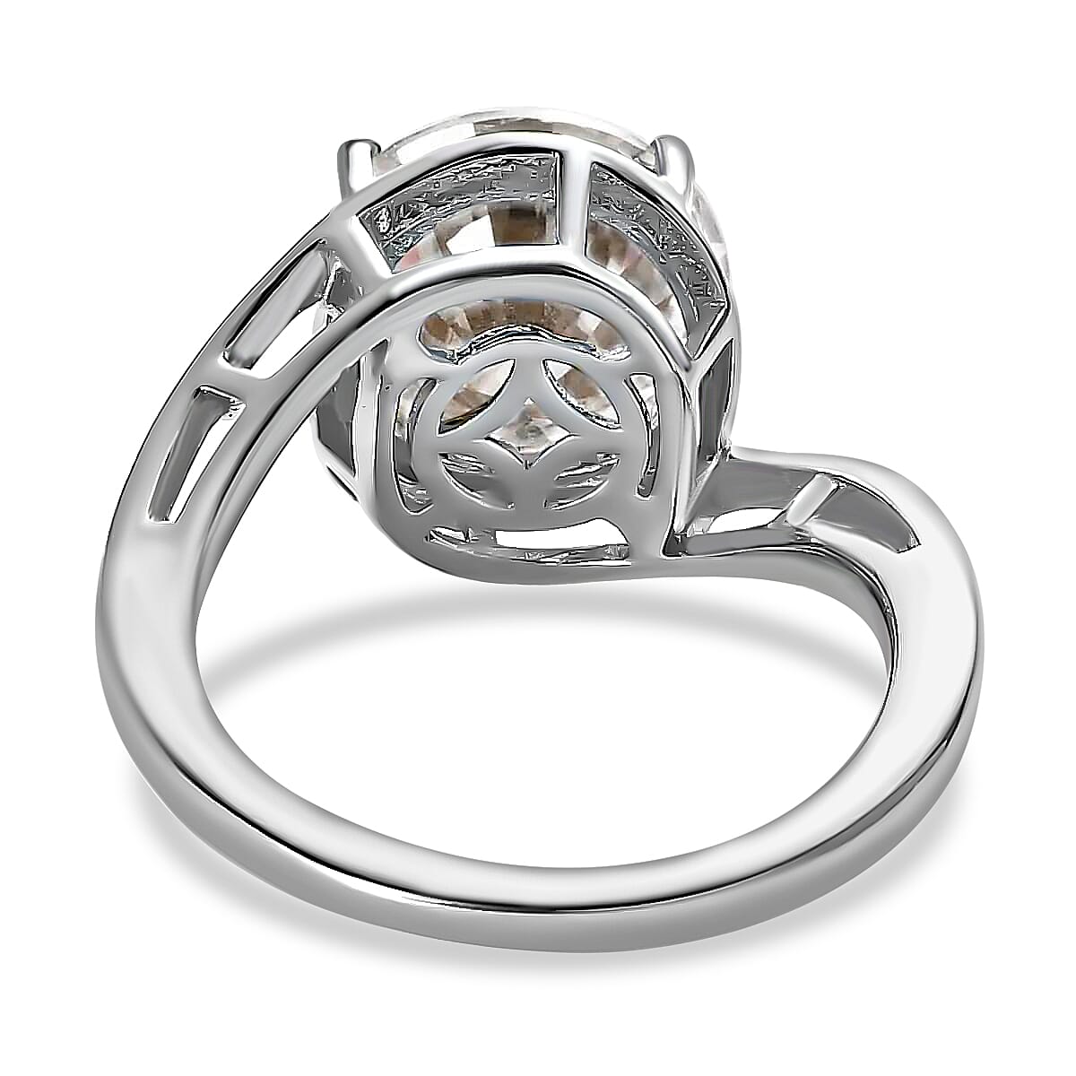 Moissanite 3.35 ctw Solitaire Ring, Moissanite Bypass Ring, Vermeil Yellow Gold Over Sterling Silver Ring, Moissanite Ring, Silver Solitaire Ring (Size 8.0) image number 5