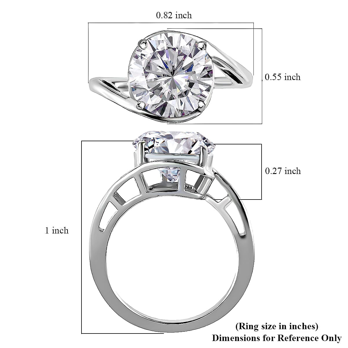 Moissanite 3.35 ctw Solitaire Ring, Moissanite Bypass Ring, Vermeil Yellow Gold Over Sterling Silver Ring, Moissanite Ring, Silver Solitaire Ring (Size 8.0) image number 6