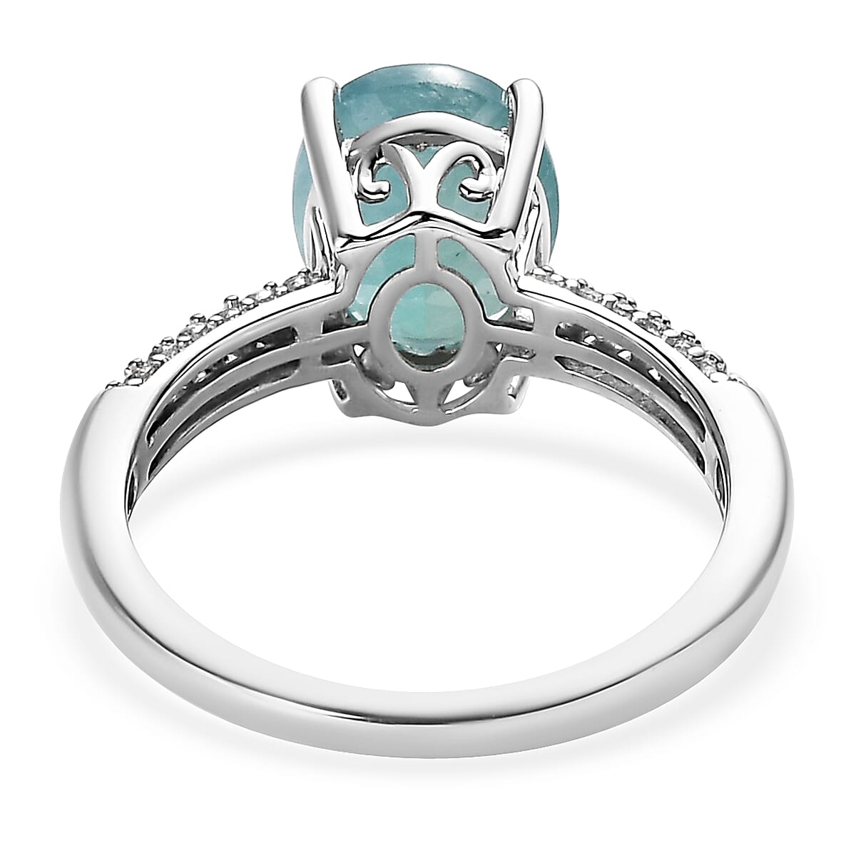 Premium Grandidierite and White Zircon Ring in Platinum Over Sterling Silver (Size 9.0) 3.15 ctw (Del. in 7-10 Days) image number 4