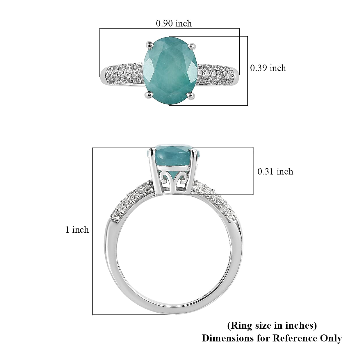 Premium Grandidierite and White Zircon Ring in Platinum Over Sterling Silver (Size 7.0) 3.15 ctw