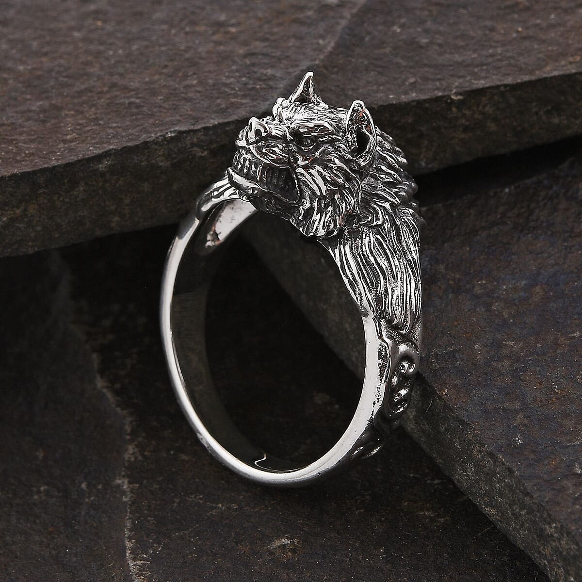 Bali Legacy Sterling Silver Wolf Men's Ring (Size 11.0) 12 Grams image number 1