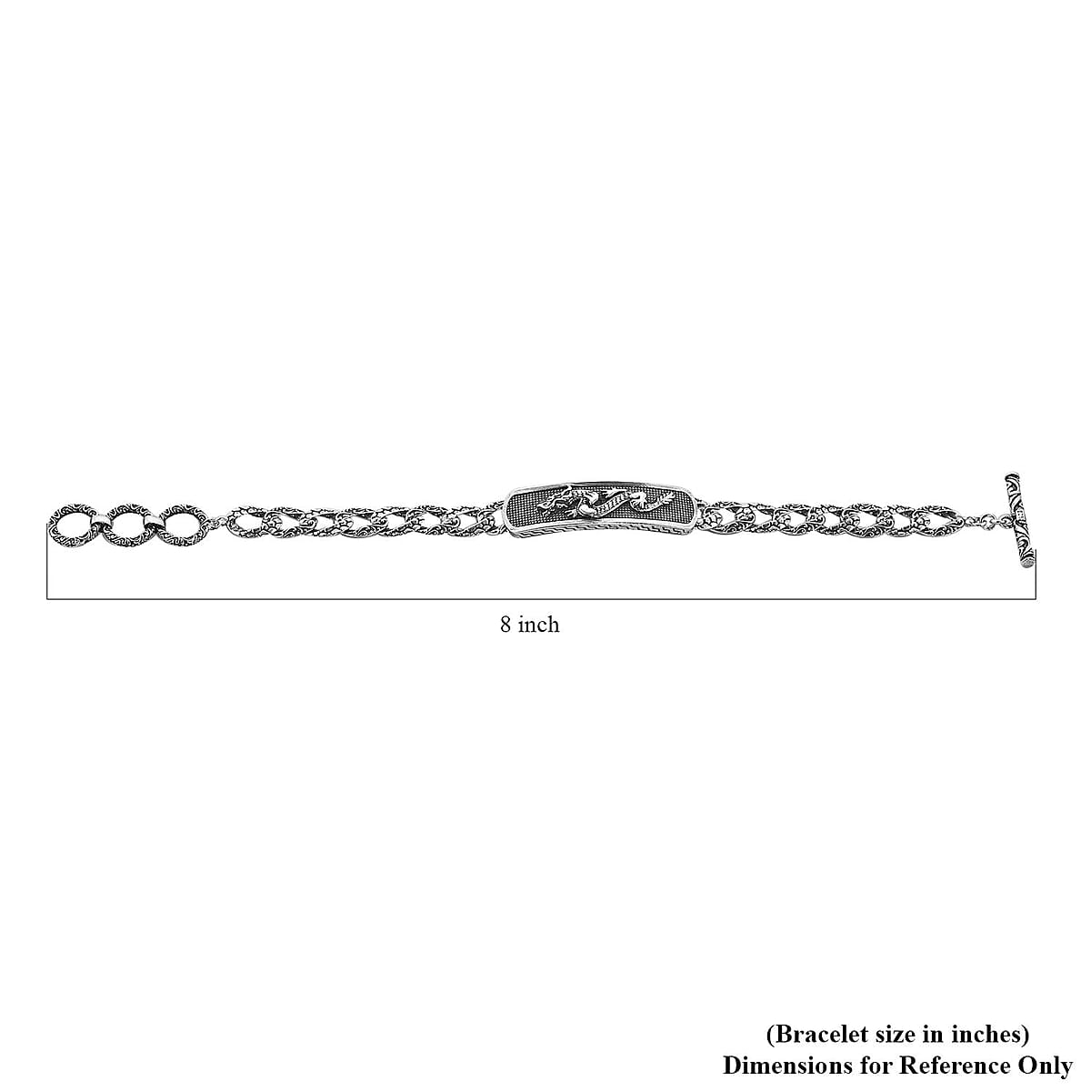 Bali Legacy Sterling Silver Curb Chain Dragon Men's Bracelet with Toggle Clasp (7.25 In) 24.75 Grams image number 4