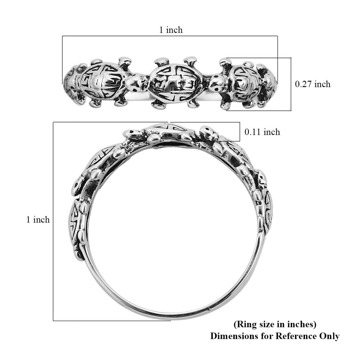 Bali Legacy Sterling Silver Turtle Ring (Size 10.0) 2.70 Grams image number 5