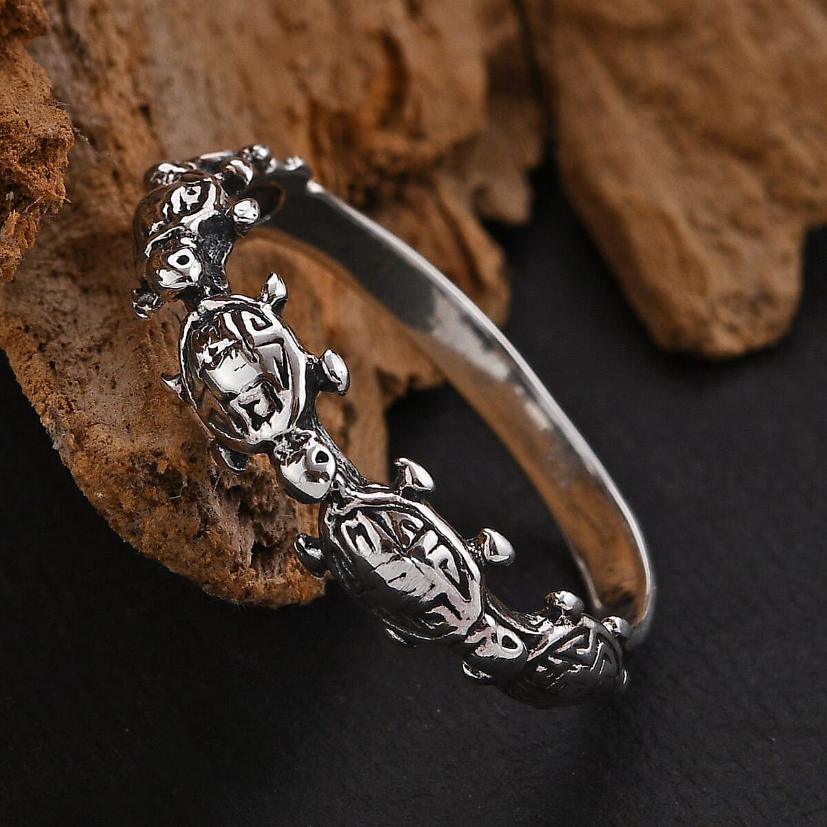 Bali Legacy Sterling Silver Turtle Ring (Size 6.0) 2.70 Grams image number 1