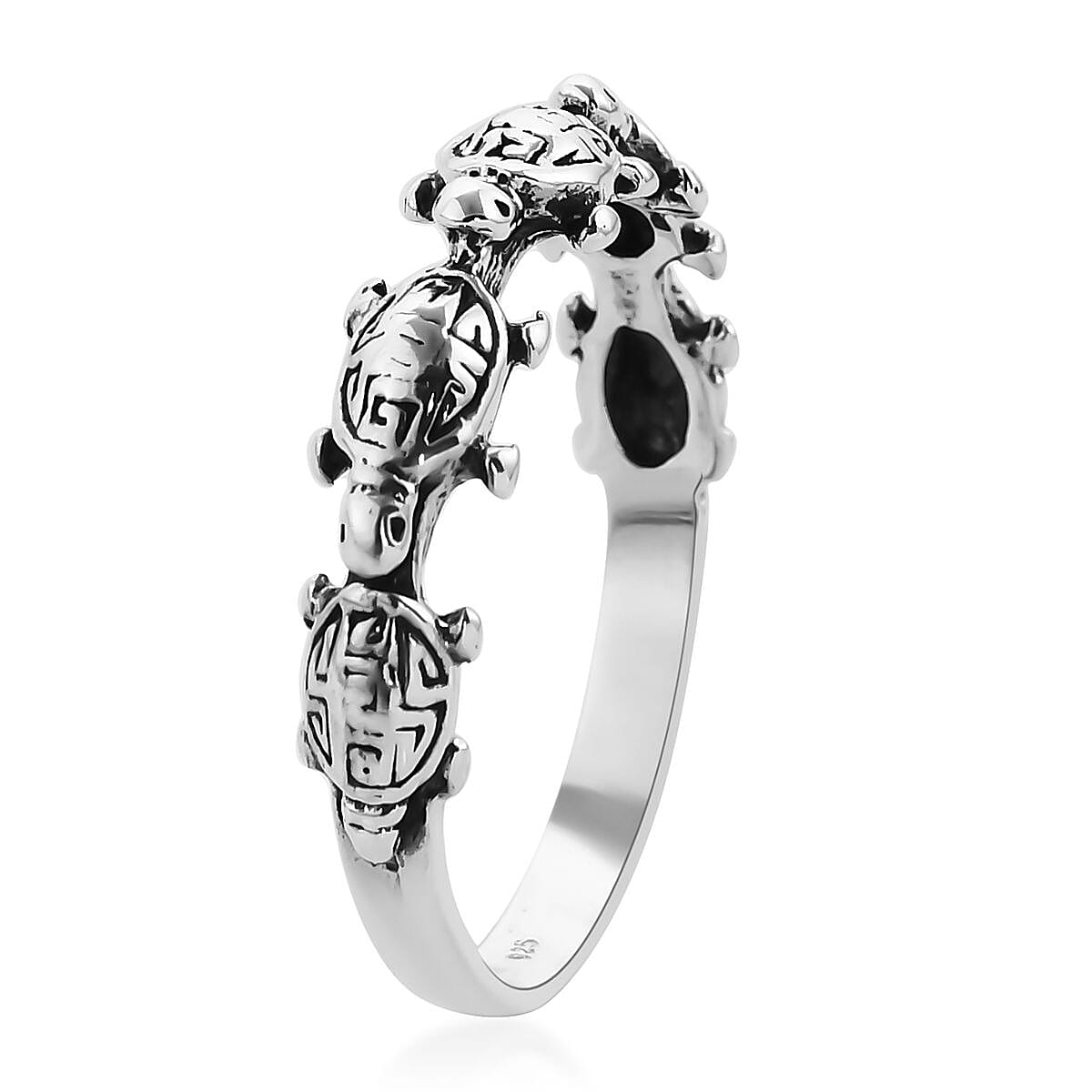 Bali Legacy Sterling Silver Turtle Ring (Size 6.0) 2.70 Grams image number 3