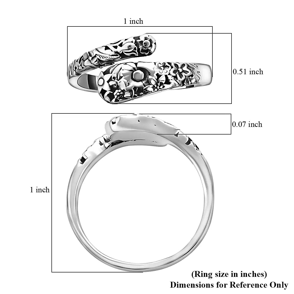 Bali Legacy Floral Bypass Ring in Sterling Silver, Silver Ring, Flower Ring, Gifts For Her, Silver Jewelry 4.90 Grams (Size 6.00) image number 6