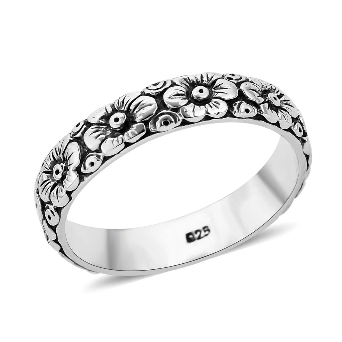 Bali Legacy Sterling Silver Floral Band Ring 4.50 Grams image number 0