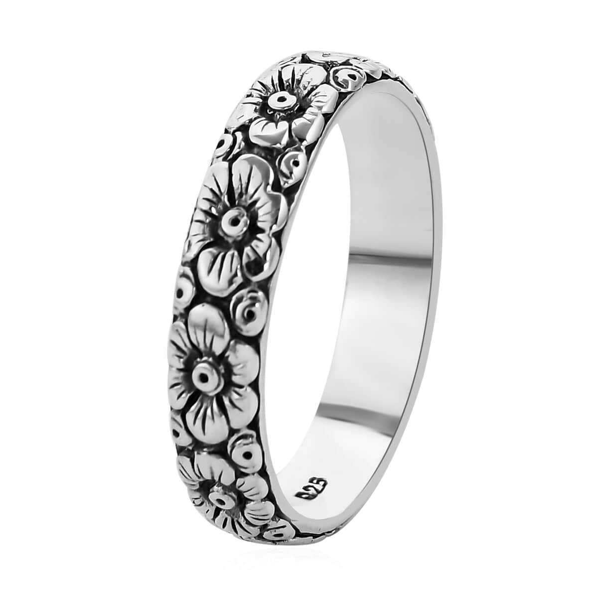 Bali Legacy Sterling Silver Floral Band Ring 4.50 Grams image number 3