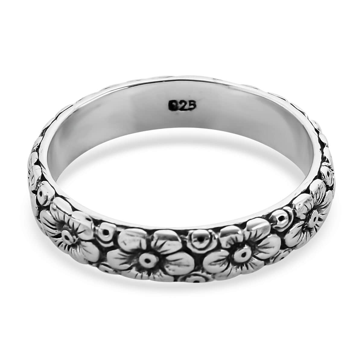 Bali Legacy Sterling Silver Floral Band Ring 4.50 Grams image number 4