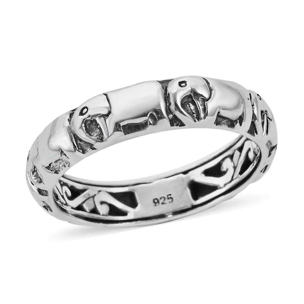 Bali Legacy Elephant Ring in Sterling Silver, Silver Ring, Animal Ring, Gifts For Her, Silver Jewelry 4.25 Grams (Size 6.00) image number 0