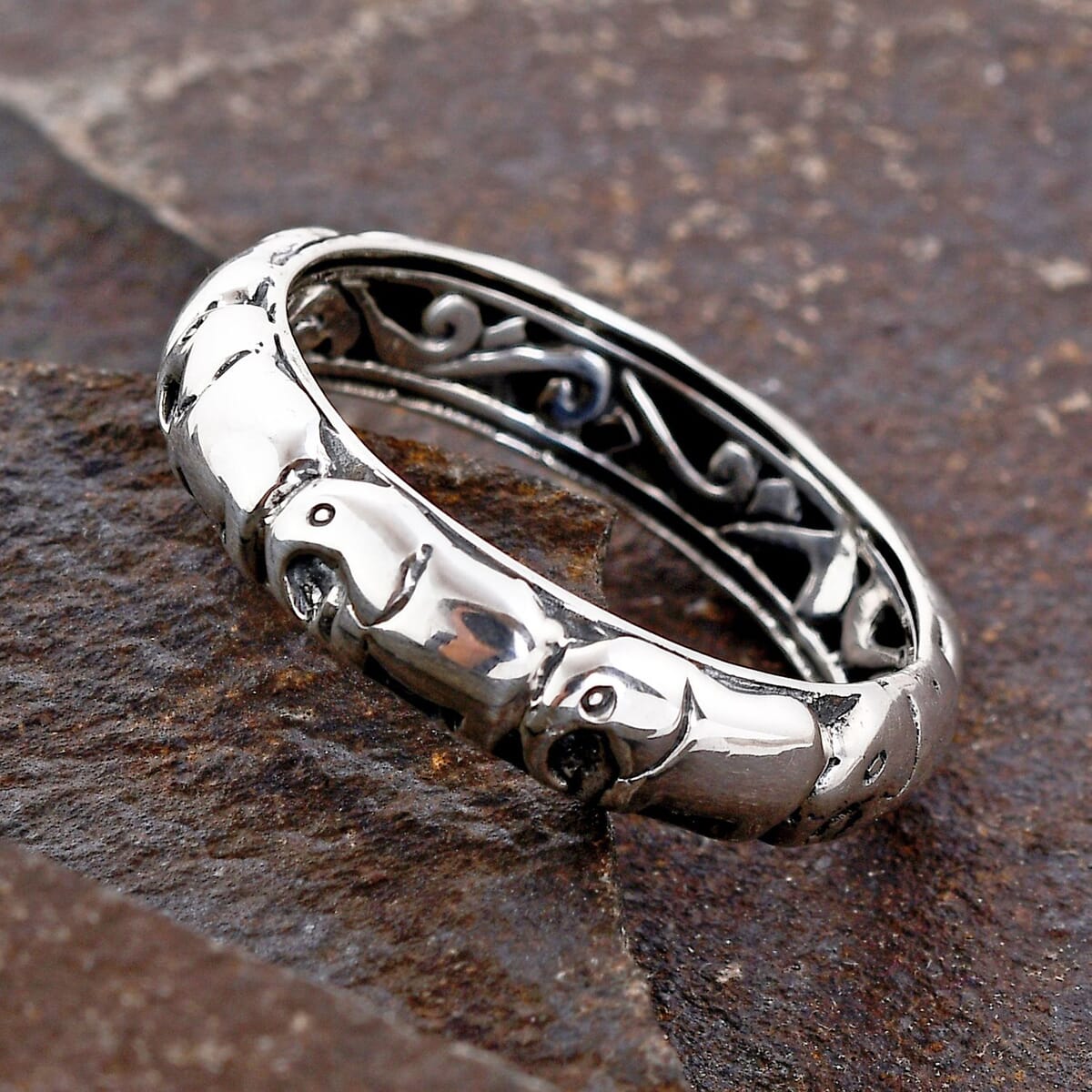 Bali Legacy Elephant Ring in Sterling Silver, Silver Ring, Animal Ring, Gifts For Her, Silver Jewelry 4.25 Grams (Size 6.00) image number 1