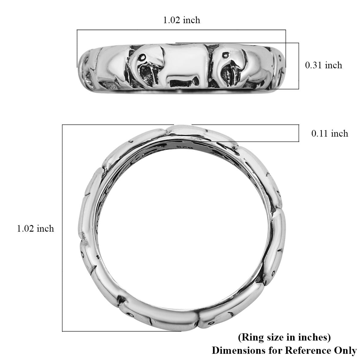 Bali Legacy Elephant Ring in Sterling Silver, Silver Ring, Animal Ring, Gifts For Her, Silver Jewelry 4.25 Grams (Size 6.00) image number 5