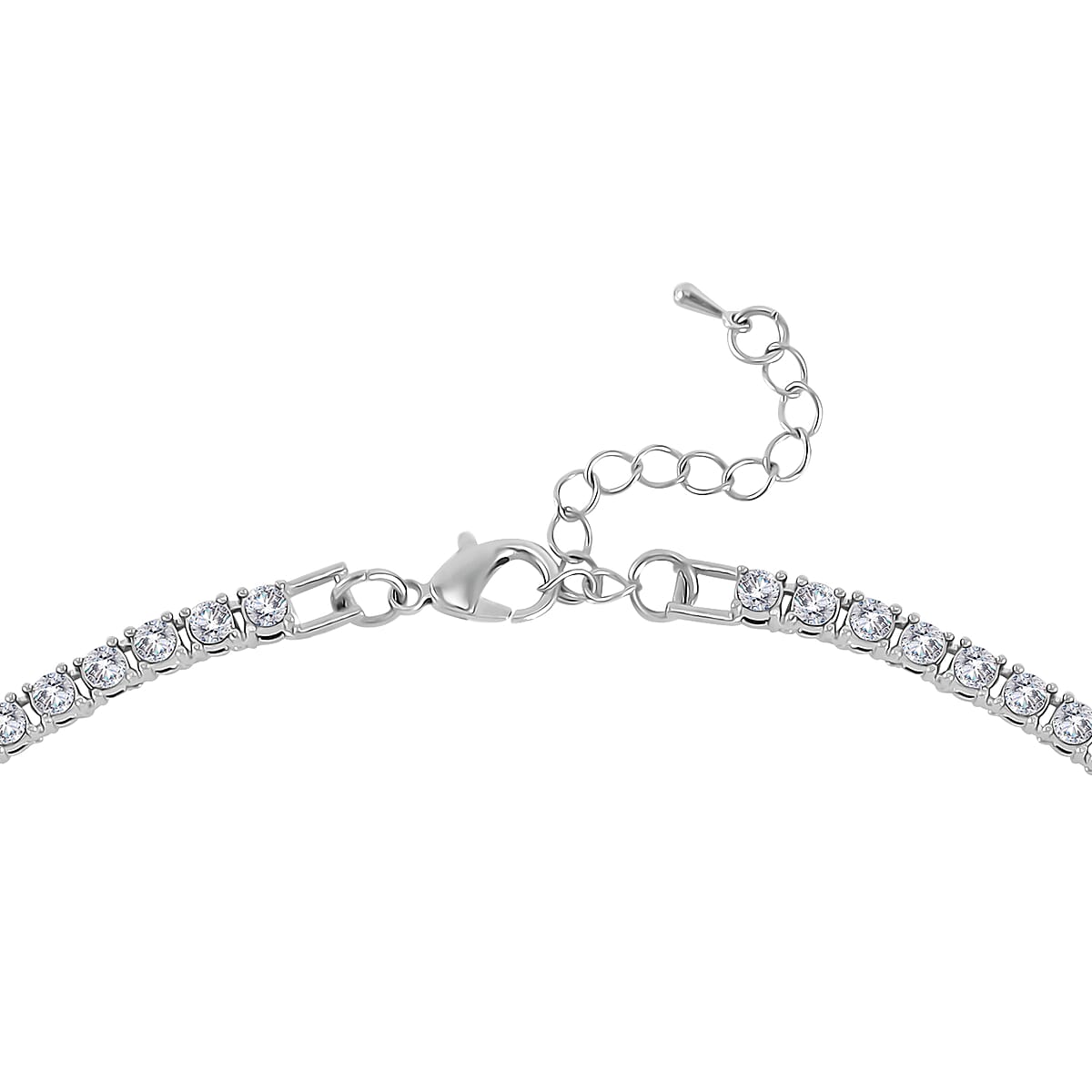 Green Glass and Austrian Crystal Cross Pendant with Tennis Necklace 20-22 Inches in Silvertone image number 4