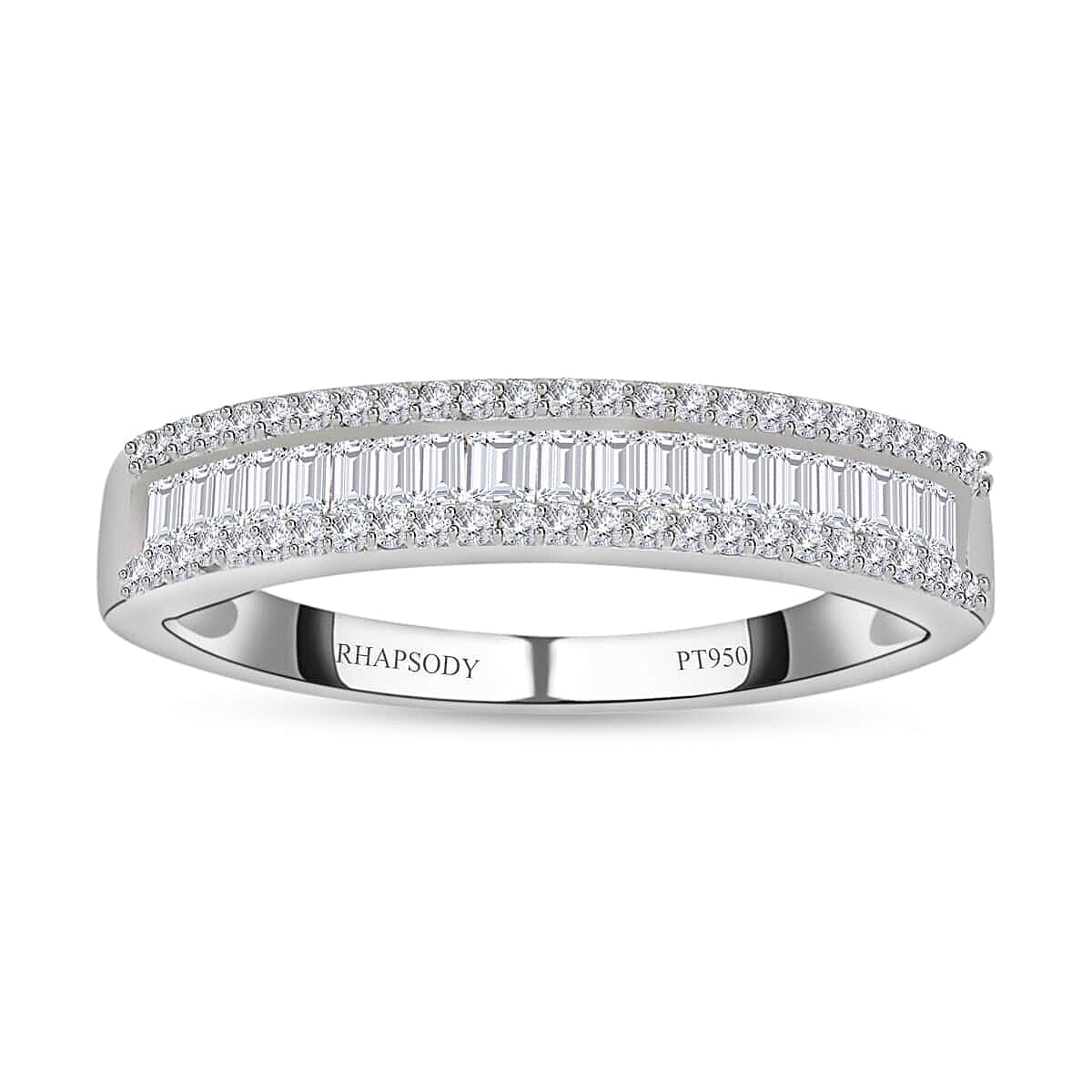 Rhapsody IGI Certified E-F VS Diamondr 0.50 ctw Band Ring, 950 Platinum Ring, Diamond Ring, Wedding Band, Gifts For He (Size 9.5) image number 0