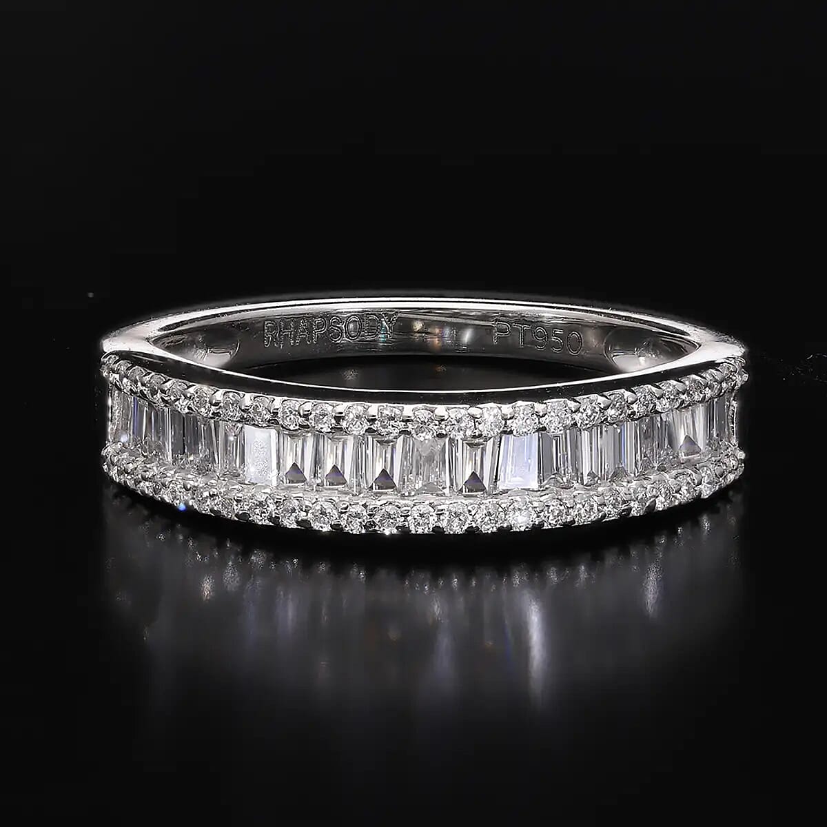 Rhapsody IGI Certified E-F VS Diamondr 0.50 ctw Band Ring, 950 Platinum Ring, Diamond Ring, Wedding Band, Gifts For He (Size 9.5) image number 1