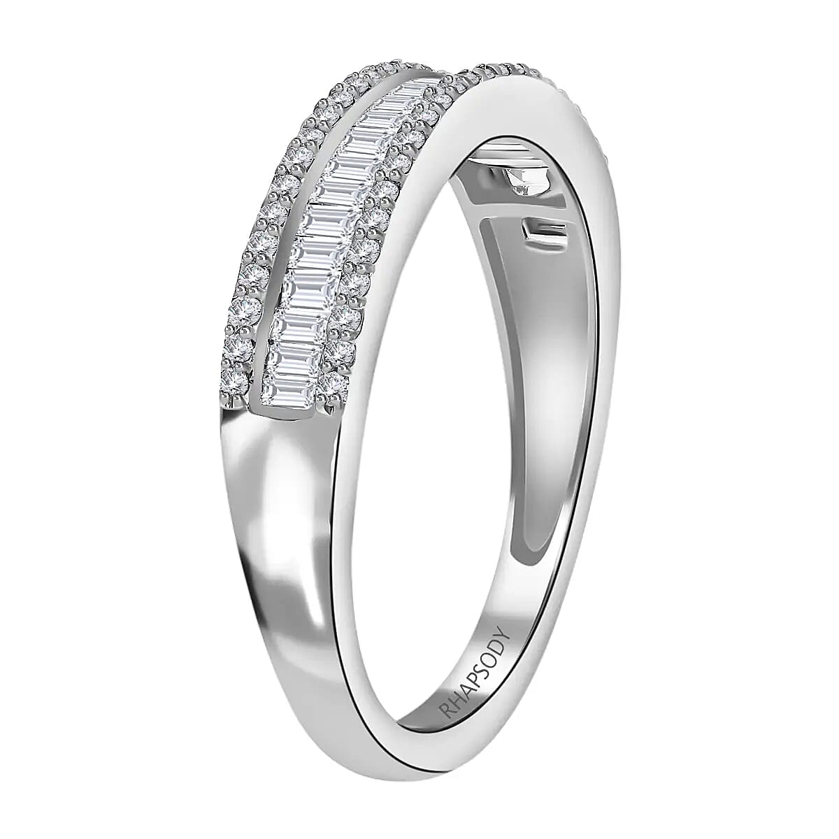 Rhapsody IGI Certified E-F VS Diamondr 0.50 ctw Band Ring, 950 Platinum Ring, Diamond Ring, Wedding Band, Gifts For He (Size 10.5) image number 3