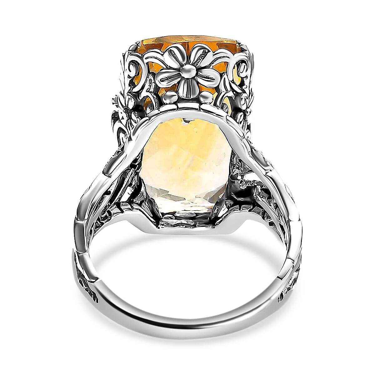 Artisan Crafted Brazilian Citrine Ring ,Brazilian Citrine Dragonfly Ring ,Sterling Silver Ring , Solitaire Ring 14.00 ctw