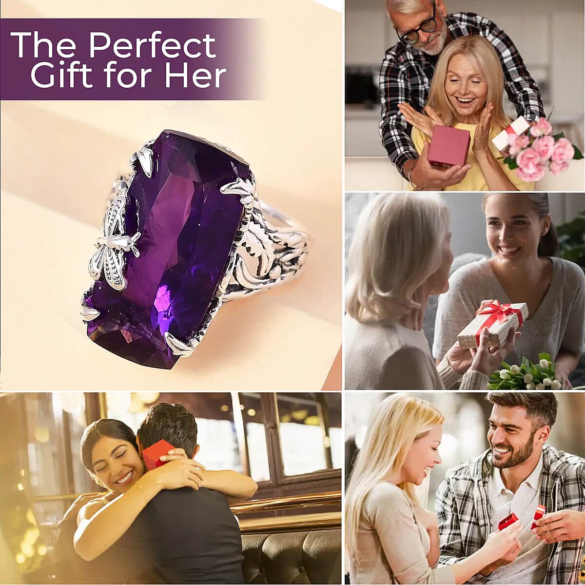 Artisan Crafted Amethyst Ring ,Purple Amethyst Dragonfly Ring ,Sterling Silver Ring , Solitaire Ring 13.35 ctw image number 4