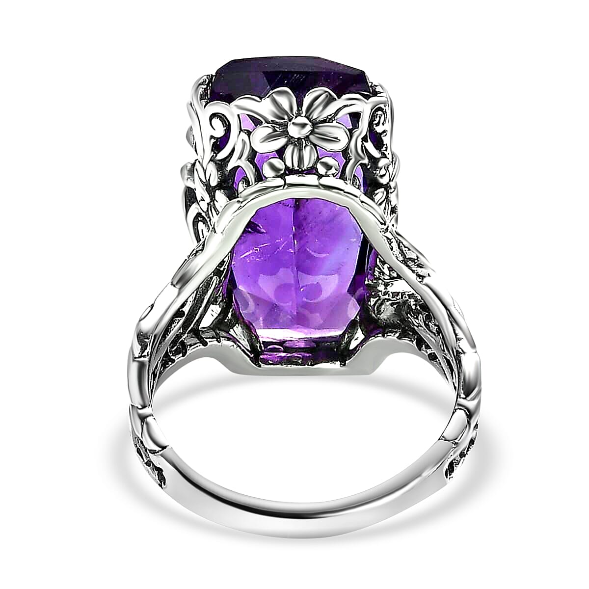 Artisan Crafted Amethyst Ring ,Purple Amethyst Dragonfly Ring ,Sterling Silver Ring , Solitaire Ring 13.35 ctw image number 7