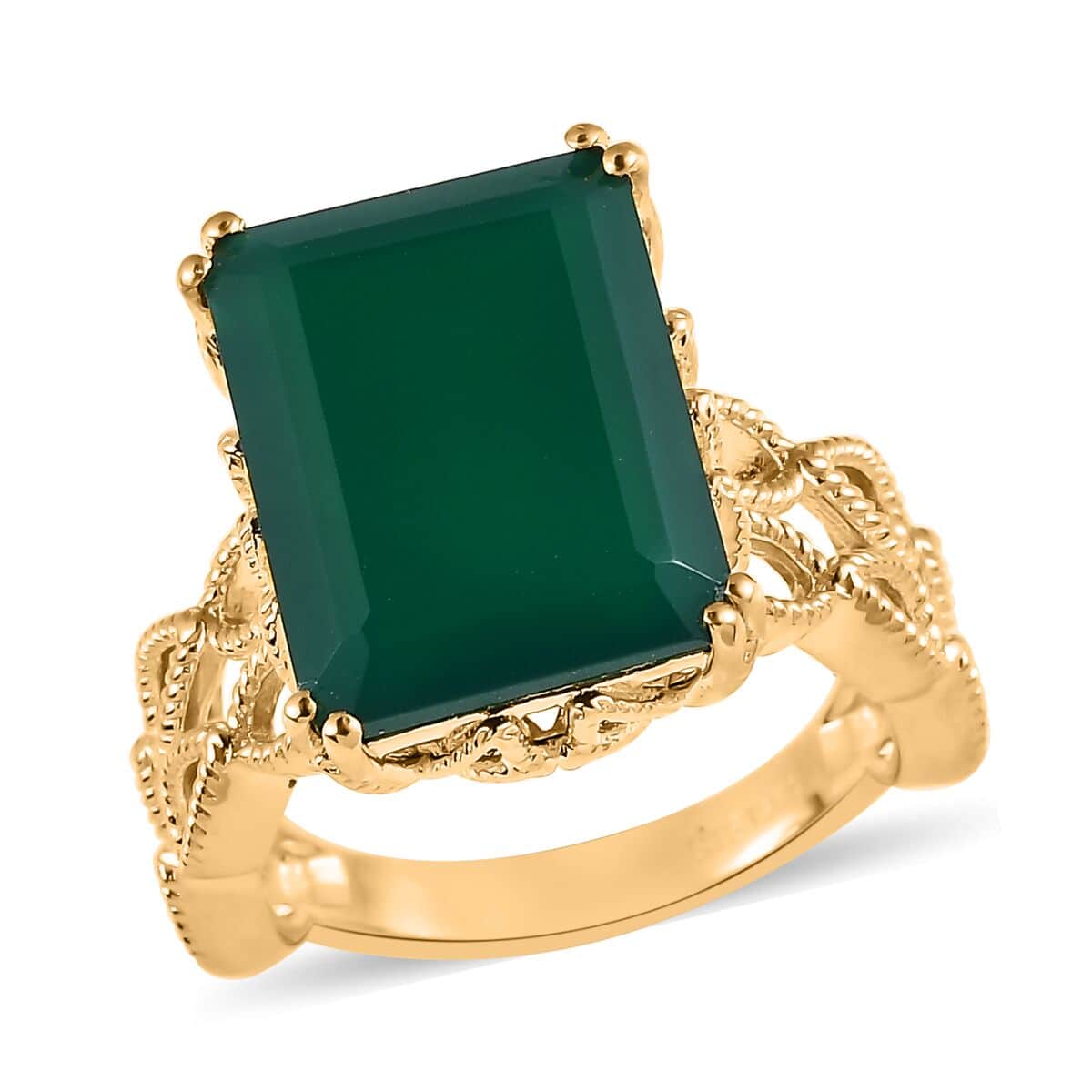 Karis Verde Onyx Solitaire Ring in 18K Yellow Gold Plated 9.35 ctw image number 0