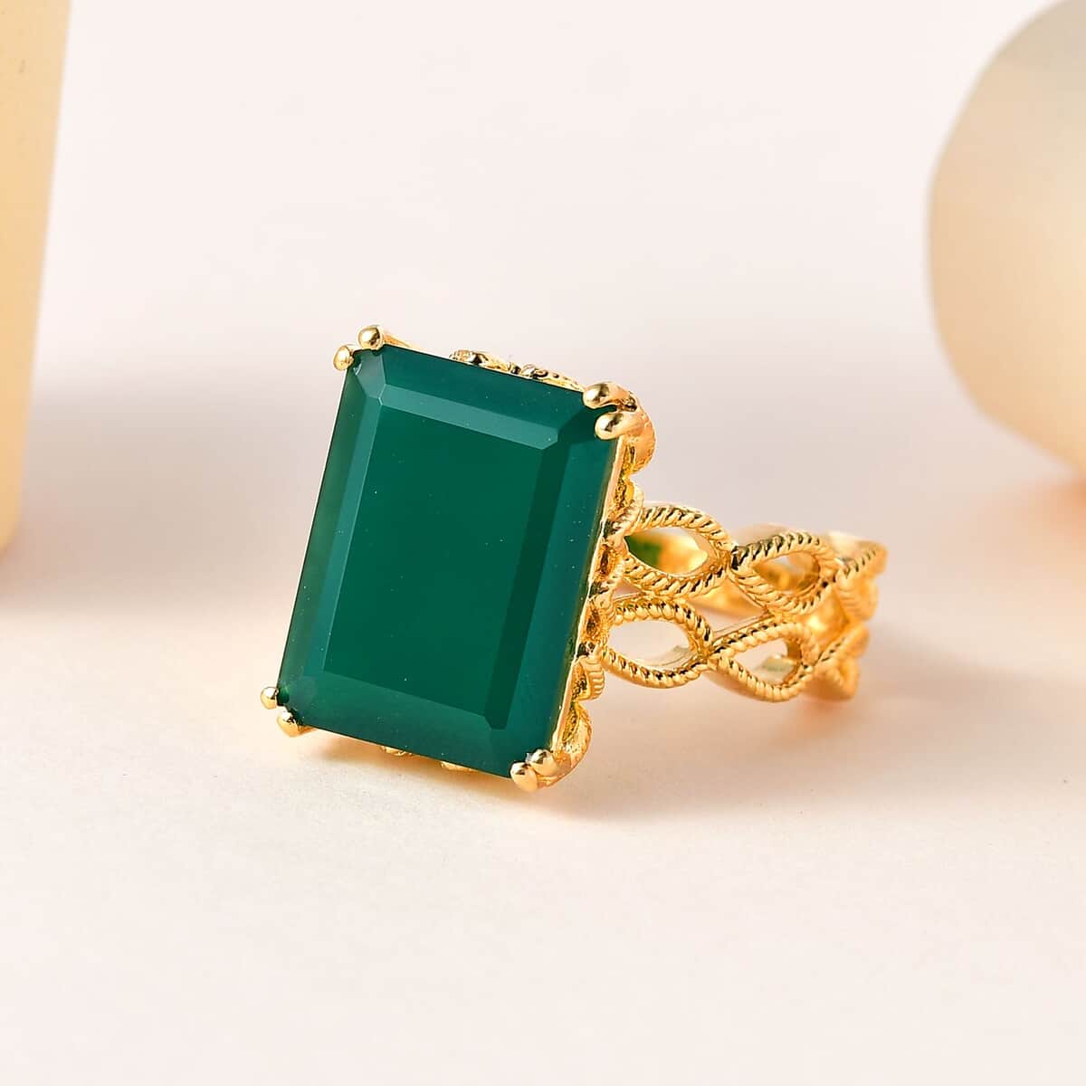 Karis Verde Onyx Solitaire Ring in 18K Yellow Gold Plated 9.35 ctw image number 1