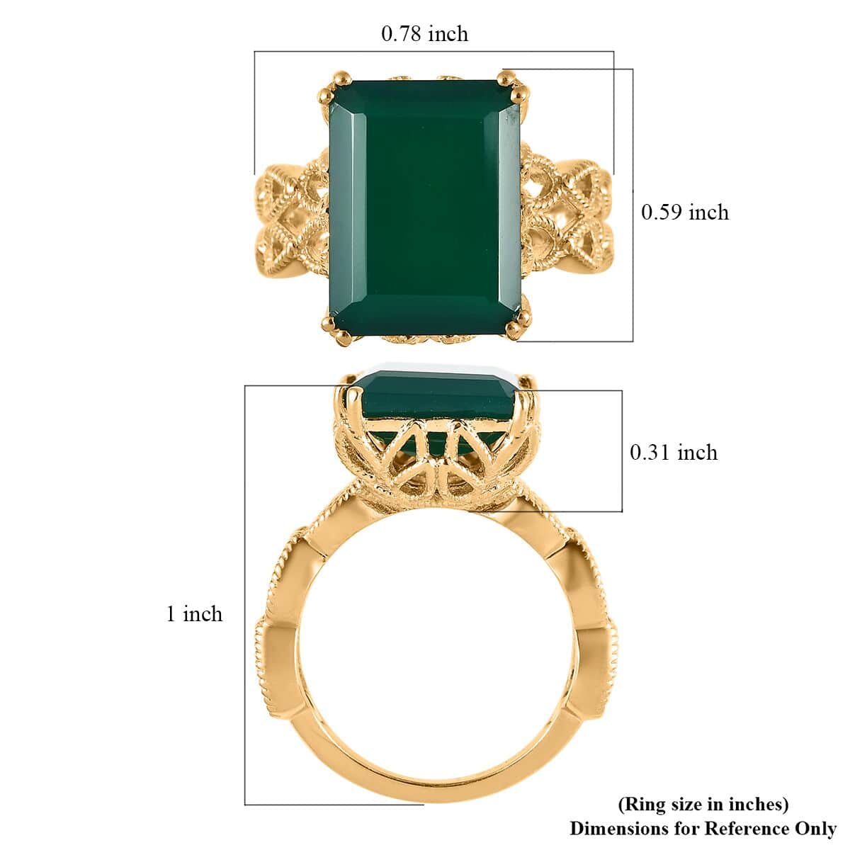 Karis Verde Onyx Solitaire Ring in 18K Yellow Gold Plated 9.35 ctw image number 5