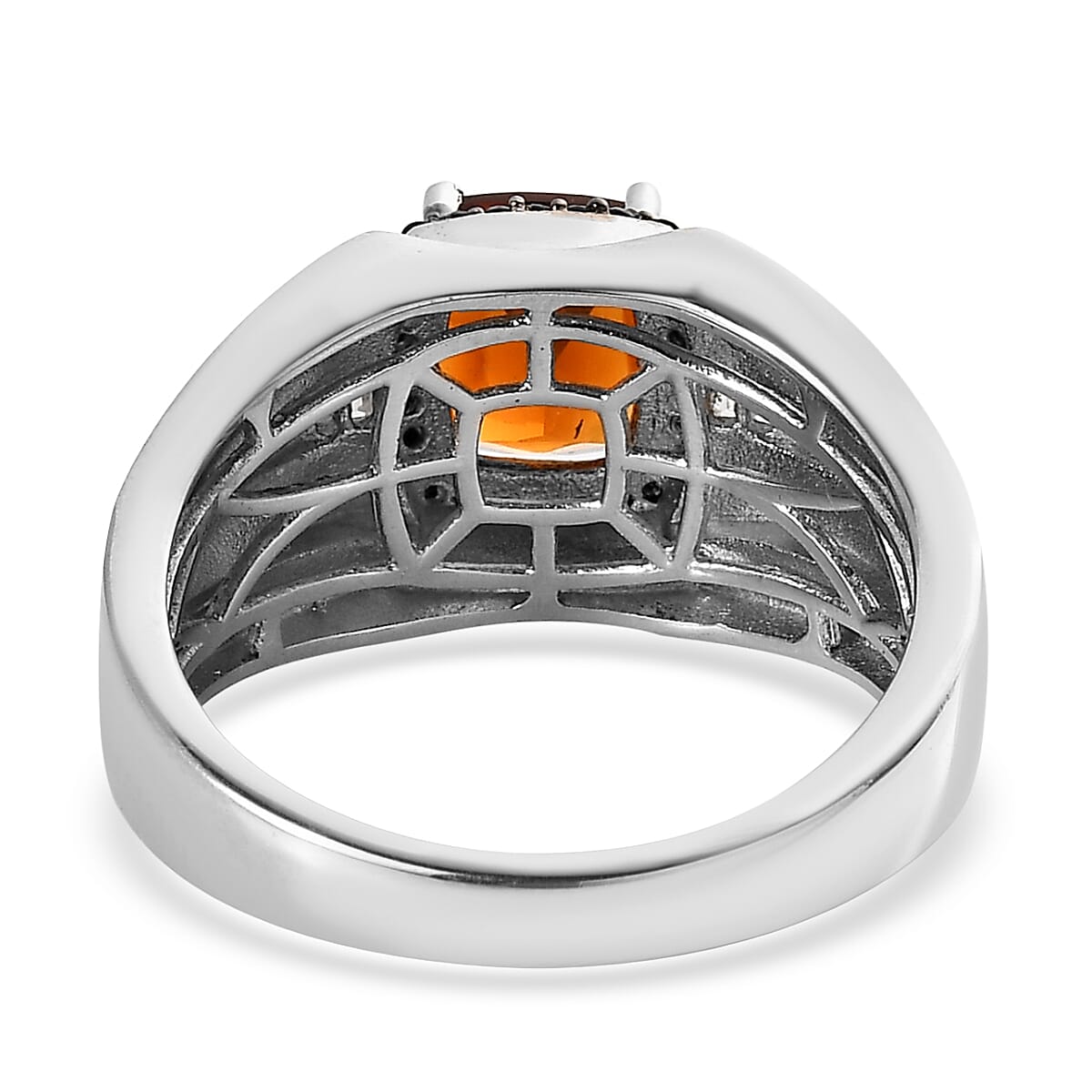 Brazilian Red Citrine and Multi Gemstone Men's Ring in Platinum Over Sterling Silver (Size 10.0) 2.35 ctw image number 2