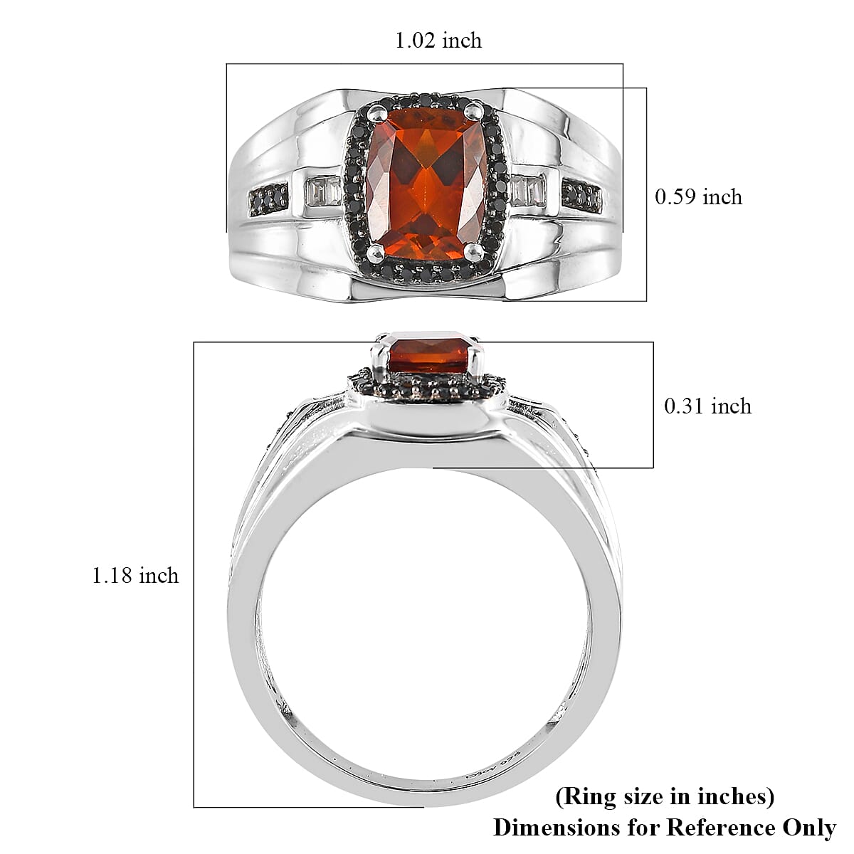 Brazilian Red Citrine and Multi Gemstone Men's Ring in Platinum Over Sterling Silver (Size 10.0) 2.35 ctw image number 3