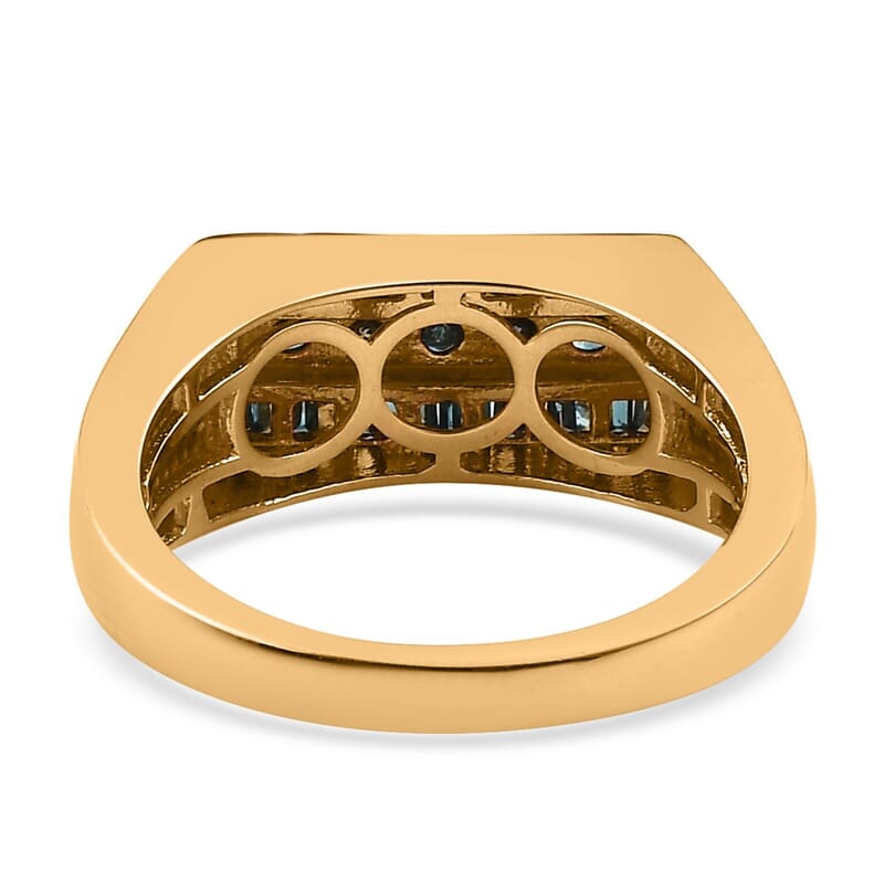 Blue Diamond Men's Ring in Vermeil Yellow Gold Over Sterling Silver (Size 13.0) 0.75 ctw