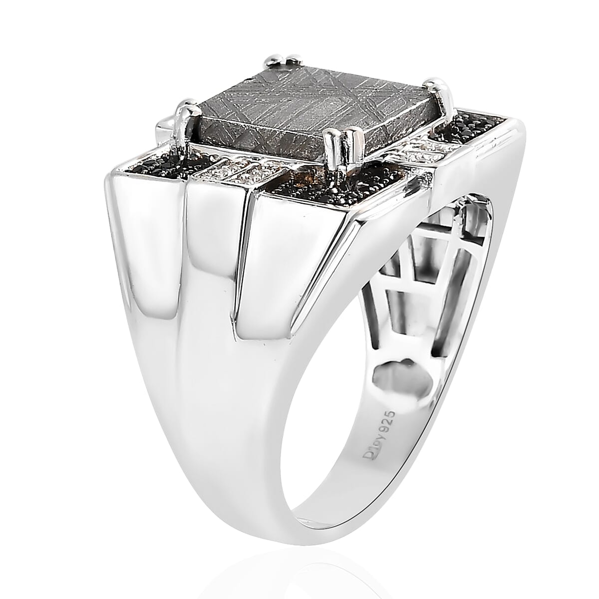 Marvelous Meteorite and Multi Gemstone Men's Ring in Platinum Over Sterling Silver 0.60 ctw (Del. In 5-7 Days) image number 3