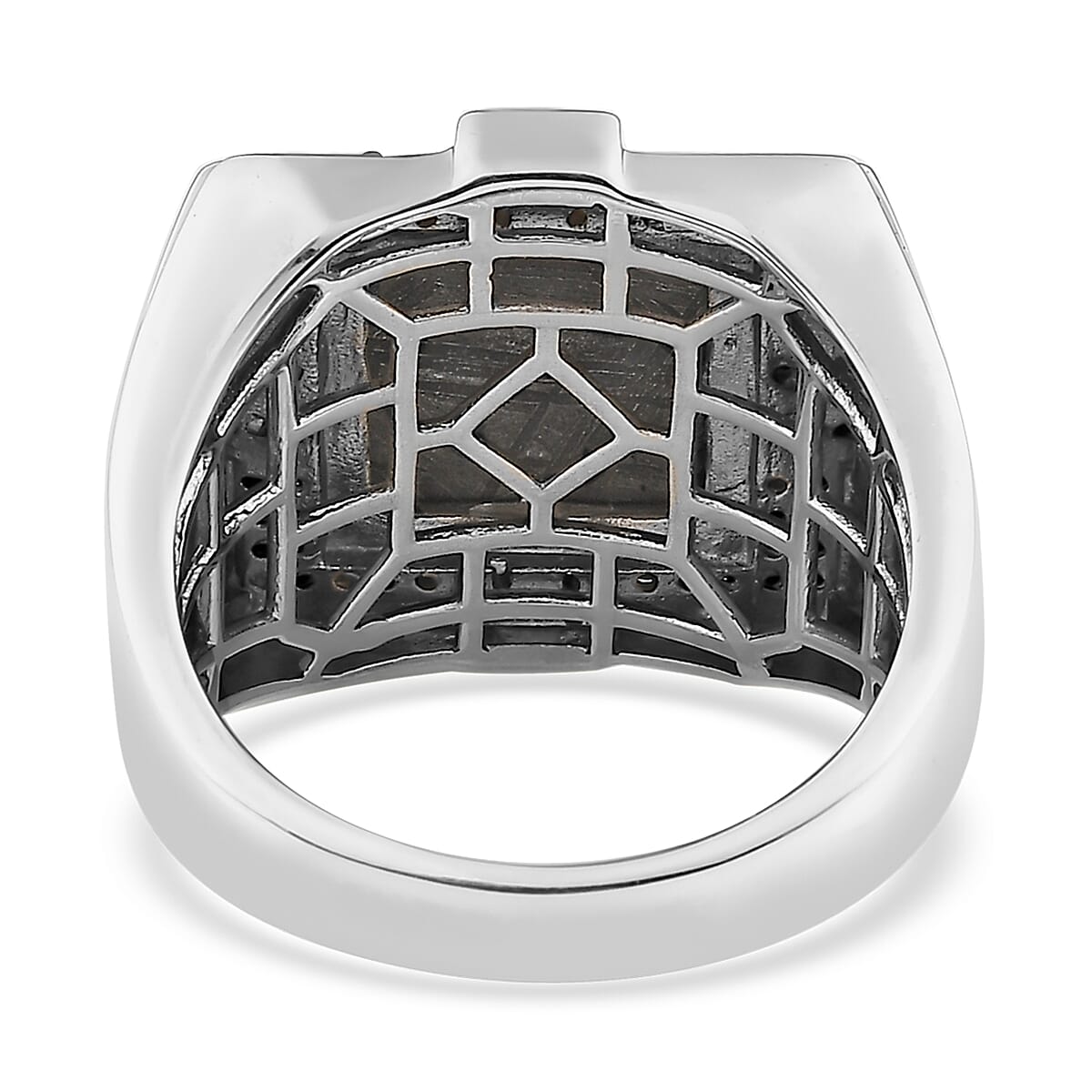 Marvelous Meteorite and Multi Gemstone Men's Ring in Platinum Over Sterling Silver 0.60 ctw (Del. In 5-7 Days) image number 4