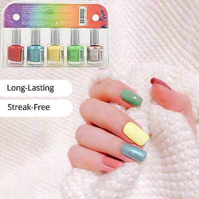 Set of 5 Nail Enamel and Hardener Nail Polish (Assorted Colors)