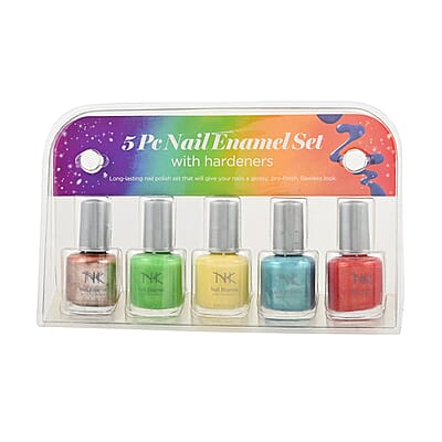 Set of 5 Nail Enamel and Hardener Nail Polish (Assorted Colors)