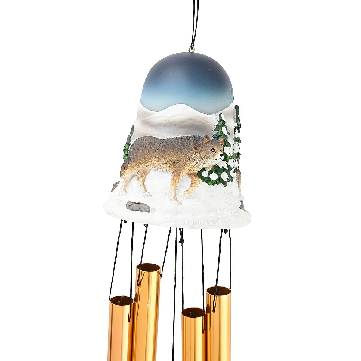 Hand Painted Resin Wolf Chime Bell image number 1