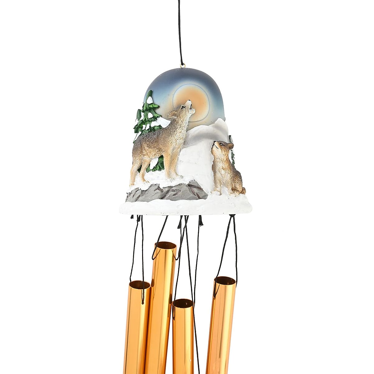 Hand Painted Resin Wolf Chime Bell image number 2