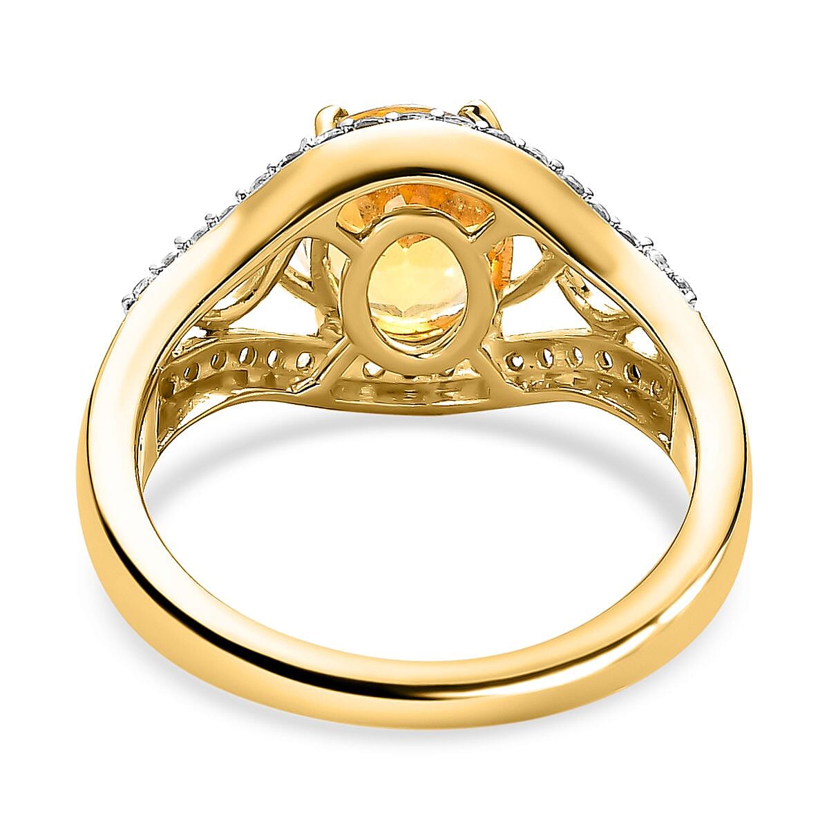 Yellow Beryl and White Zircon 2.17 ctw Ring in Vermeil Yellow Gold Over Sterling Silver (Size 11.5)